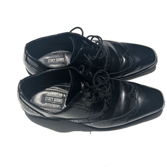 Stacy Adams Men's Dress Shoes Black Wardell Wingtip Oxfords Size 10M - Picture 4 of 8